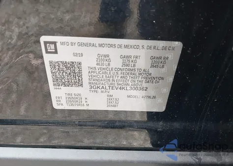 2019 GMC Terrain Sle из США, поврежденный, VIN 3GKALTEV4KL300362